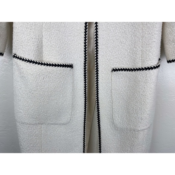 Moda International Womens Size 2 Open Front Ivory Textured 3/4 sleeve - Picture 9 of 9